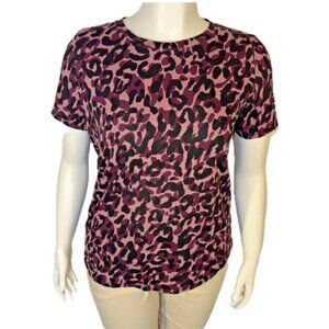 PINK Victoria's Secret Tee Shirt Womens Size L Abstract Cheetah Camo Print